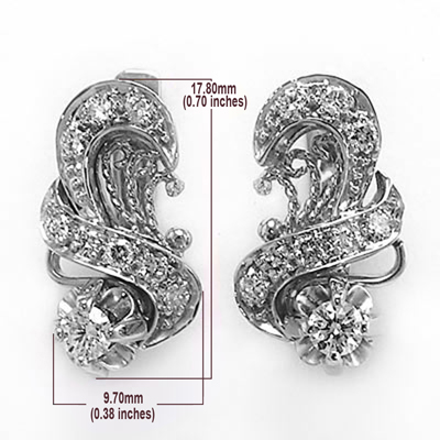 Russian European style diamond earring 14k