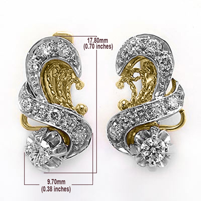 Russian European style diamond earring 14k