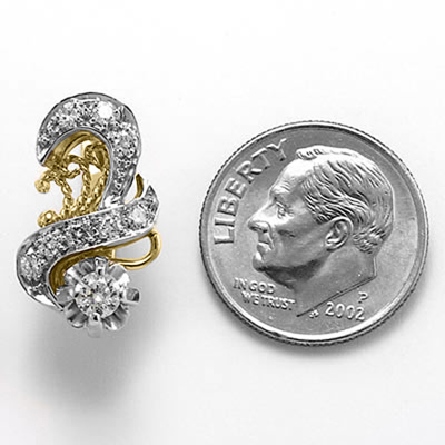Russian European style diamond earring 14k