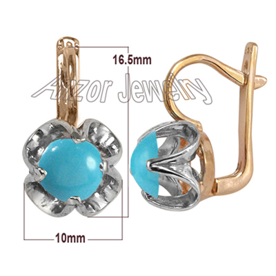 Russian Style Genuine Turquoise Earrings 585