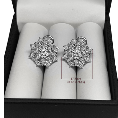 14K Gold Genuine Diamond Russian Style Earrings
