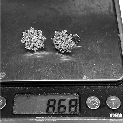 14K Gold Genuine Diamond Russian Style Earrings