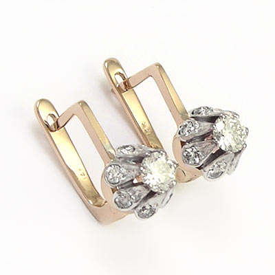 14k Lab Created Russian style Diamond Earrings