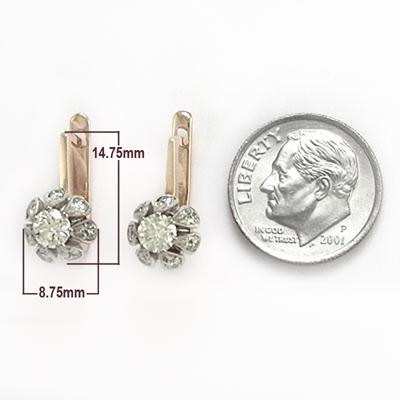 14k Lab Created Russian style Diamond Earrings