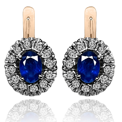 European Style Sapphire & Diamond Earrings 585