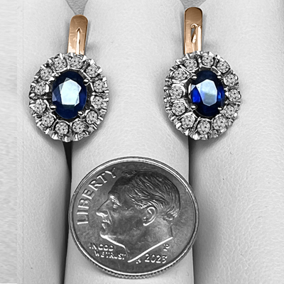 European Style Sapphire & Diamond Earrings 585