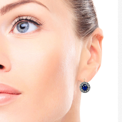 European Style Sapphire & Diamond Earrings 585