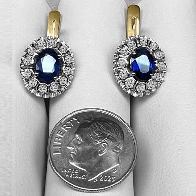 European Style Sapphire & Diamond Earrings 585