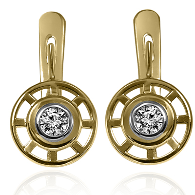 14K Gold Diamond European Style Earrings