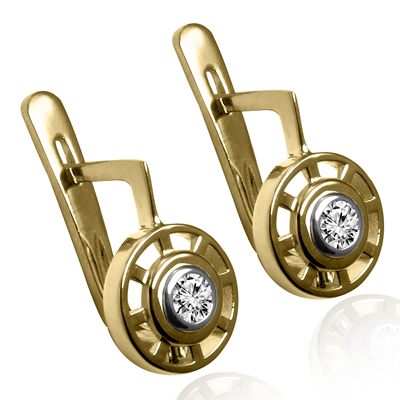 14K Gold Diamond European Style Earrings
