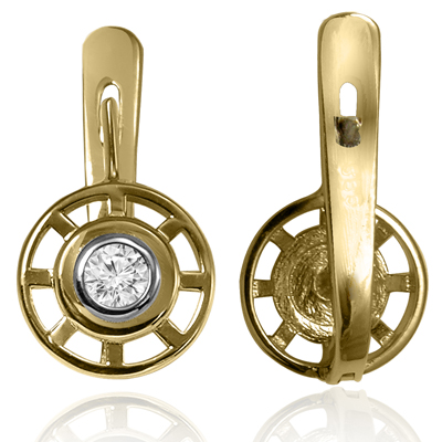 14K Gold Diamond European Style Earrings