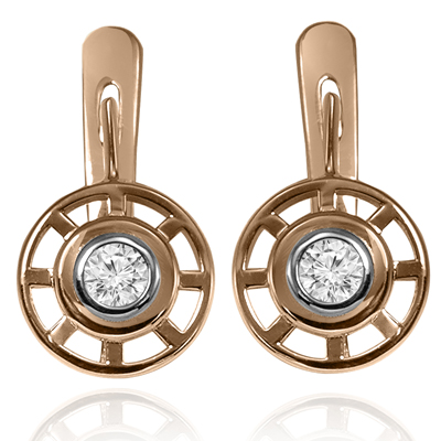 14K Gold Diamond European Style Earrings