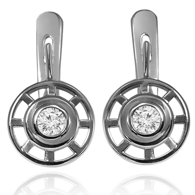 14K Gold Diamond Russian Style Earrings