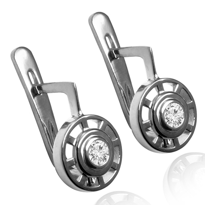 14K Gold Diamond Russian Style  Earrings