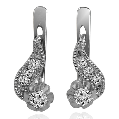 Russian Style Diamond Earrings 14k gold