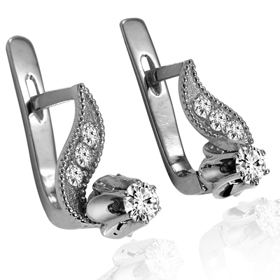 Russian Style Diamond Earrings 14k gold