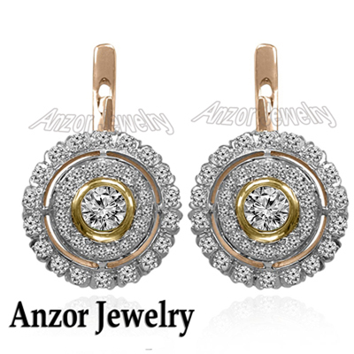 Russian Style Diamond Earrings 14K gold