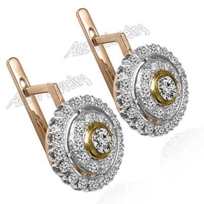 Russian Style Diamond Earrings 14K gold