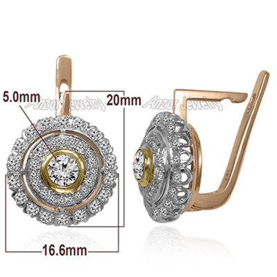 Russian Style Diamond Earrings 14K gold