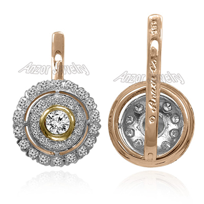 Russian Style Diamond Earrings 14K gold