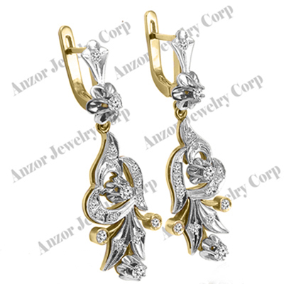 Russian Style Diamond Chandelier Earrings 14k gold