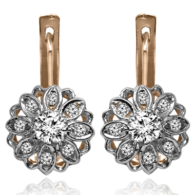 European Style Genuine Diamond Earrings 585 14K