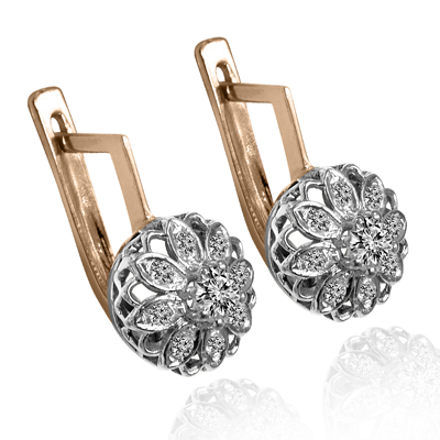 European Style Genuine Diamond Earrings 585 14K