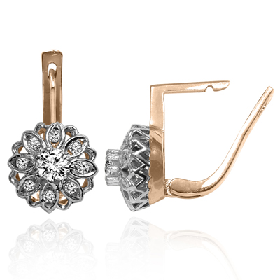 European Style Genuine Diamond Earrings 585 14K