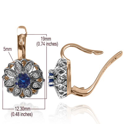 European Jewelry Diamond Sapphire Earrings 14k