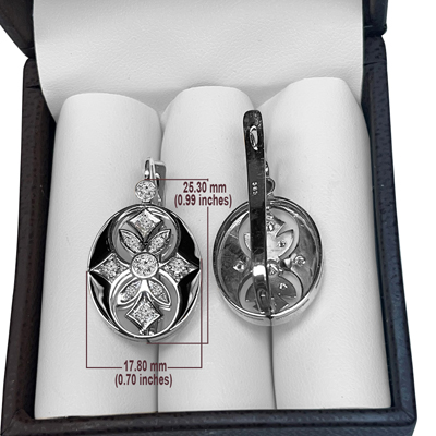 Russian Style Diamond Enamel Earrings 585 14K