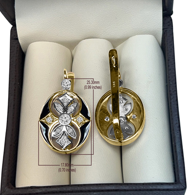 Russian Style Diamond Enamel Earrings 585 14K