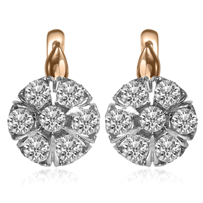 Lab Grown Diamond Russian style earrings 14k