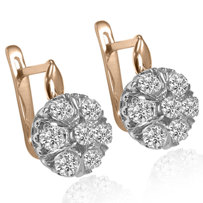 Lab Grown Diamond Russian style earrings 14k
