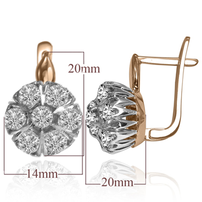 Lab Grown Diamond Russian style earrings 14k