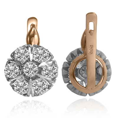 Lab Grown Diamond Russian style earrings 14k