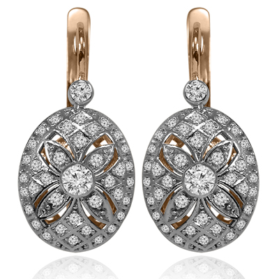 Russian Style Diamond Earrings 14k Gold
