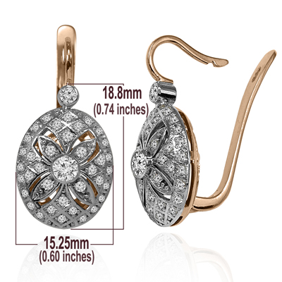Russian Style Diamond Earrings 14k Gold