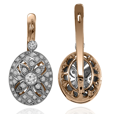 Russian Style Diamond Earrings 14k Gold