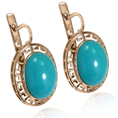 14k Solid Gold Turquoise Earrings