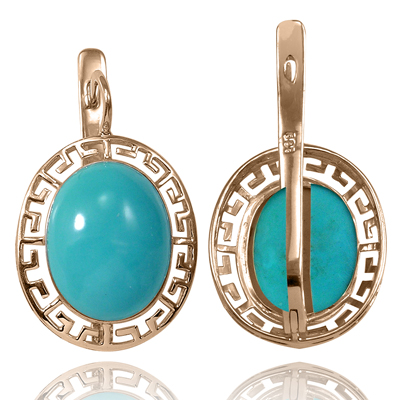 14k Solid Gold Turquoise Earrings