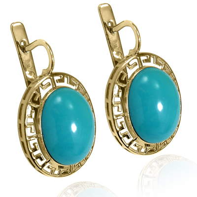 14k Solid Gold Turquoise Earrings