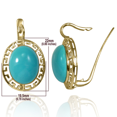 14k Solid Gold Turquoise Earrings
