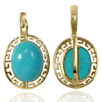 14k Solid Gold Turquoise Earrings