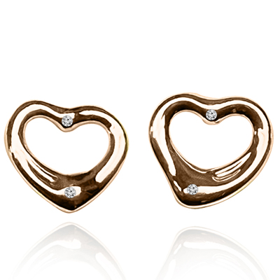 14k Gold Heart Shaped Diamond Earrings F VS1