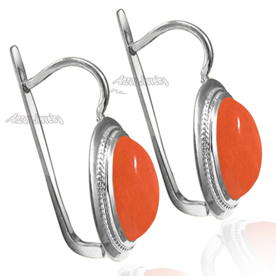 14k Solid Gold Coral Russian Style Earrings