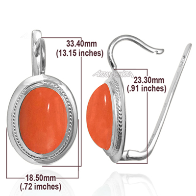 14k Solid Gold Coral Russian Style Earrings