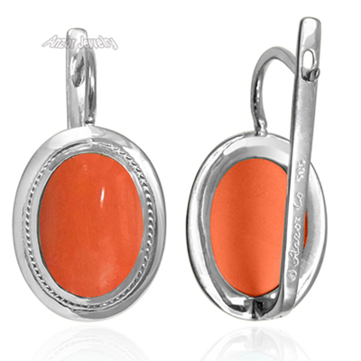 14k Solid Gold Coral Russian Style Earrings