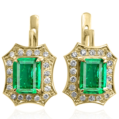 European Style EmeraldDiamond Earrings 585