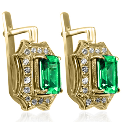 European Style EmeraldDiamond Earrings 585