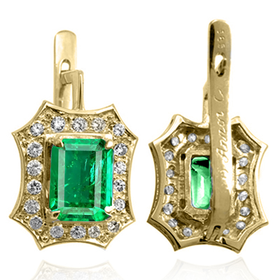 European Style EmeraldDiamond Earrings 585